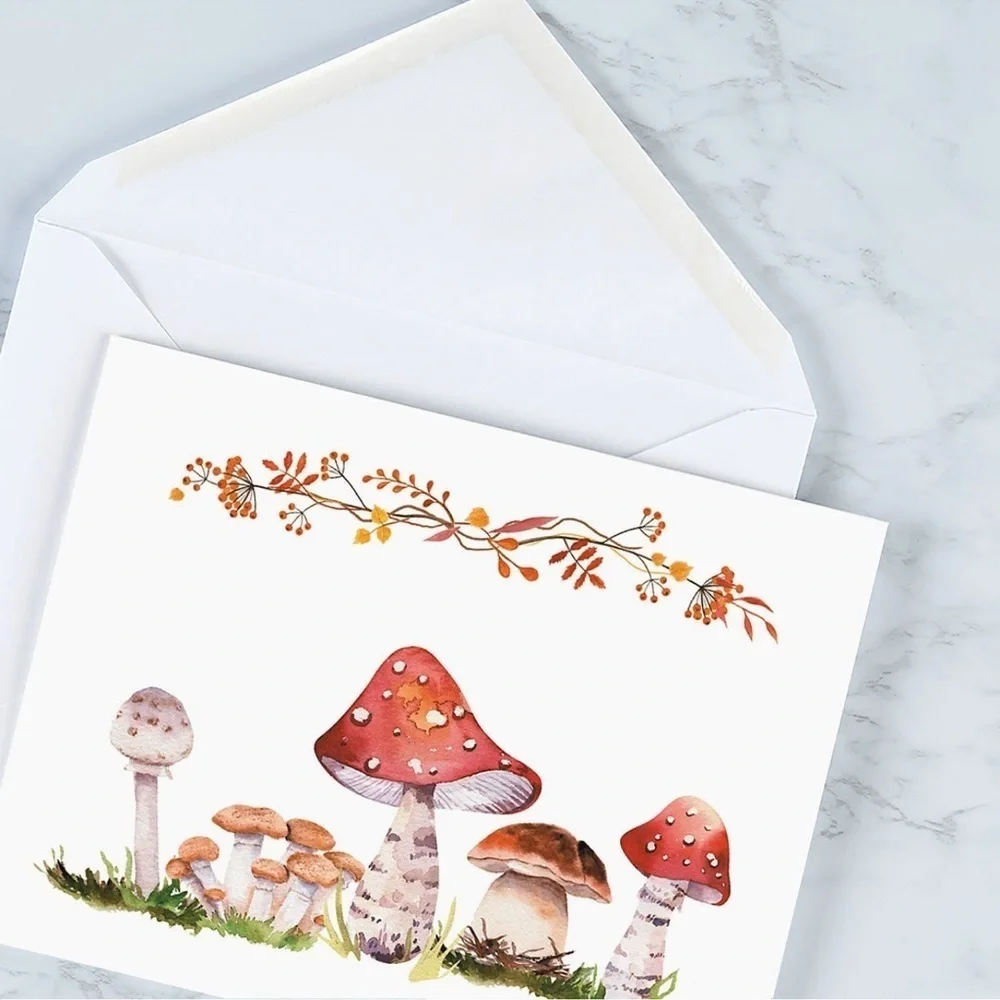 Cottage Mushroom Ten (10) Notecard Set, NWT